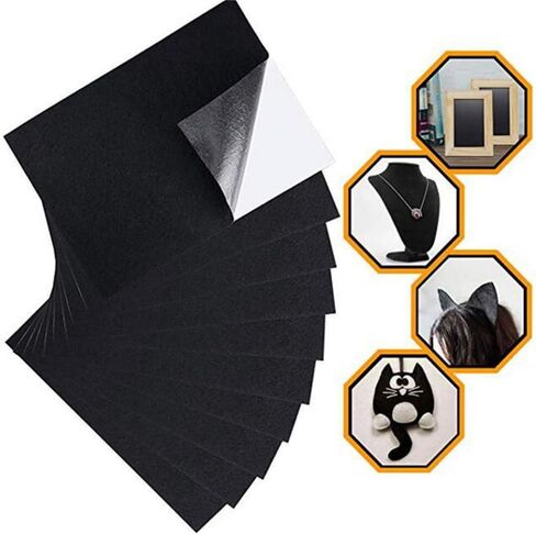 5PCS Black Self Adhesive Felt Sheets, Soft Velvet Sticky Back Felt for Jewelry Box and Drawer Liner, Art and Craft Making(A4 Size) in Kuwait