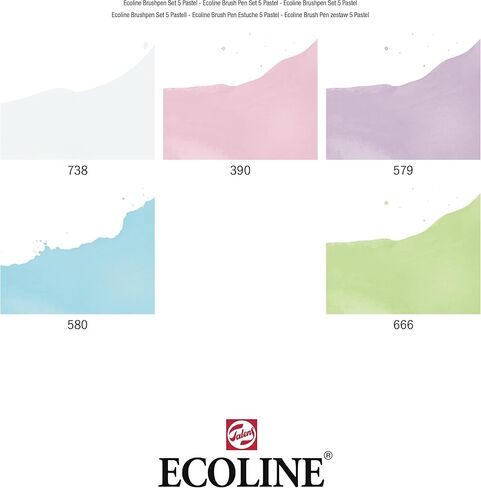 Ecoline Pack of 5 Brush Pen, Green Blue, Liquid Watercolour in Kuwait