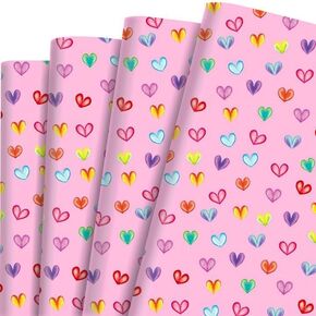 Sanixin 12 Sheets 20 x 28 Inches Valentine's Day Wrapping Paper Colorful Love Heart Gift Wrapping Paper for Birthday Wedding Baby Shower