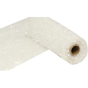 Snow Deco Poly Mesh Ribbon - 10" x 10 Yards (White)