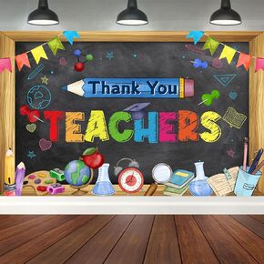 Thank You Teachers Teacher Appreciation Week Backdrop Banner Decorations, Teachers Staffs Appreciation Week 2024 Banner Background Decorations