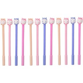 NUOBESTY 12 Pcs Cute Hamster Pens Adorable Hamster Ball-Pointed Pens Hamster Gel Pens Silicone Head Neutral Pens for School Student Office Writing Supplies