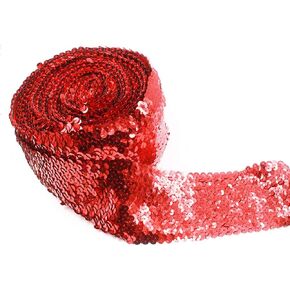 Yalulu 2 Meter Elastic Sequin Glitter Stretch Bling Paillette Fabric Ribbon Sewing Craft Supplies (Gold)