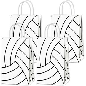 12Pcs Volleyball Gift Bags Volleyball Party Favor Volleyball Treat Candy Bags with Handles Volleyball Theme Party Paper Bag Sport Party for Baby Shower Birthday Party Decorations Supplies Boys Kids