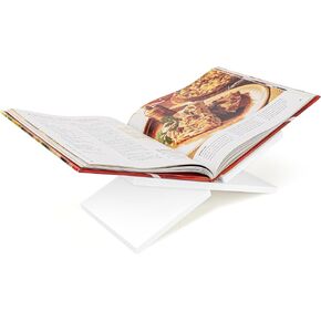 White Acrylic Book Stand Holder - Display Easel for Cookbook, Recipe, Textbook & Magazine - for Coffee Table or Kitchen Counter Reading