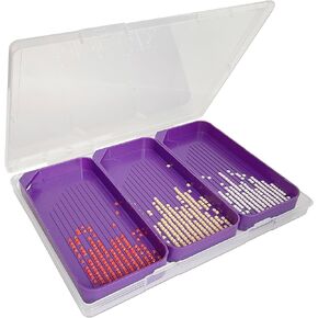 Diamond Painting Trays with Lids, 3 Pack Diamond Art Trays with Storage Containers, 2-in-1 Diamond Art Storage and Diamond Art Trays, Bead Storage & Line-Up, Diamond Painting Tools for Adults (Purple)