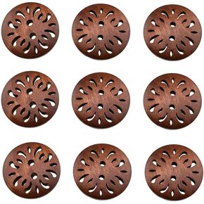 Hao Pro 25mm قطرها الأزرار الخشبية ذات الثقوب الكبيرة الثقوب الوخزنة الحواف ناعمة الحواف خفيفة الوزن قابلة للغسل زر بني 50 قطعة لسلاسل القناع متماسكة الكروشيه خياطة الحرف اليدوية in Kuwait