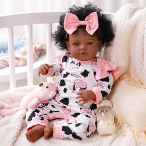 Babeside LifeLike Black Baby Doll - 18 بوصة شعر مجعد واقعية واقعية جديدة تولد دمى الحياة الحقيقية دمى الطفل مع الملابس وهدية لعبة للأطفال 3+