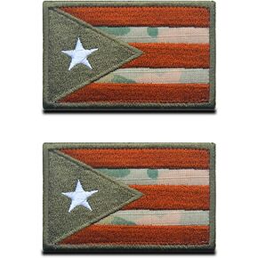 2 Pcs Camo Puerto Rico Flag Patches, Tactical Embroidery Puerto Rico Applique Emblem Military Patch with Hook and Loop Fastener for Hats Backpack Jackets Clothes Uniform Vest Team