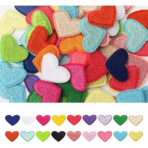 95pcs Heart Iron On Patches Assorted Colors Embroidery Applique Patches Heart Patch Iron On Colorful Embroidered Sew On for Clothes Hats Jeans Backpacks Shoes DIY Repair Decoration(19 Colors)