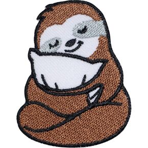 Sleepy Sloth Patches Iron on Embroidered Badge Saw On Patch for Jeans, Clothing, Bags, Jackets, Caps