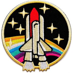 Spaceship Space Shuttle Embroidered Iron on Patch Applique Astronaut Patch for Apparel and Bags