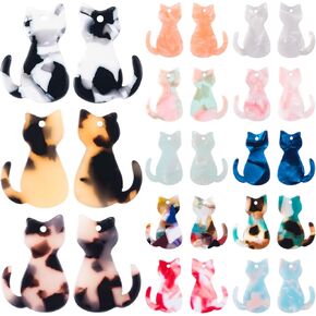 PAGOW 26Pcs Cat Charm for Earring, Acrylic Cat Pendant for Jewelry Making DIY Earring Necklaces Bracelets Pendants Keychains Crafting