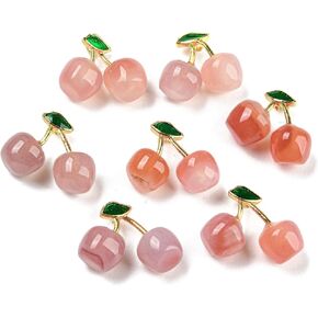 LiQunSweet 5 pcs Cherry Theme Natural Agate Charms Crystal Gemstone Imitation Fruit Food Charms for DIY Jewelry Bracelet Necklace Earring Keychain Craft Decorations in Kuwait