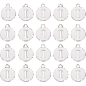 MECCANIXITY Pendants Letter Charm Initial Charm Double Sided Enamel Alphabet for DIY Necklace Earrings Jewelry Making