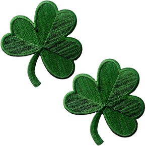 2 Packs Irish Clover Embroidered Patches St. Patrick's Day Clover Sewing on Patches Dark Green Embroidered Emblem Lucky Shamrock Iron Sew on Ireland Patch for Clothes Bag Hat