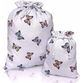 Gather & Knot Drawstring Gift Bags | 20" Large 12" Small | Premium Canvas | Reusable Fabric Wrap for Baby Shower or Girl Birthday | Rainbow