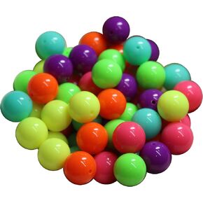 20mm Bulk Package 60 Mixed Neon Colors Solid Acrylic Chunky Bubblegum Beads Loose