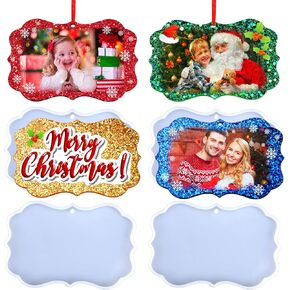 قوالب راتنج عيد الميلاد Juome سيليكون ، 4 أجهزة كمبيوتر عيد الميلاد الحلي صورة قلادة قلادة راتنج الايبوكسي ، فنية DIY المجوهرات صنع مجوهرات عيد الميلاد in Kuwait