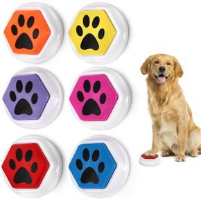Okllen Set of 6 Recording Buttons, Voice Dog Buttons for Communication, 30 Seconds Recording & Playback, Pet Training Buzzer for Cat, Puppy, Pet Training, Material Safety (Battery Not Included)