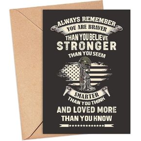 Emily gift Motivational Card For Soldier - Veteran With Envelope - A Great Inspirational Card To Show Appreciation For A Militar On A Special Day - Birthday - Retirement - Graduation