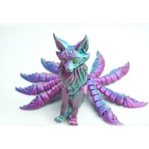 3D Printed Nine Tailed Fox Model,Articulated Fly Fox Models,Flexible Joint Animal Model Figurines, Surprise Fantasy Gifts