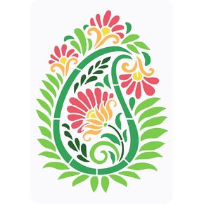 الإصبع البصري paisley stencil 11.7x8.3 بوصة الزهور أوراق استنسل قالب بلاستيك كبير من نمط paisley نمط القابل لإعادة الاستخدام paisley stencil