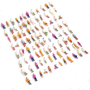 100 PCS 1: 100 HO SCALE MODELS PEPART ، HSXXF Tiny People نمطى الأشخاص الذين يرسمون يدويًا أرقام DIY راتنجات ملونة ملونة مختلطة جالسة جالسة (1: 100)