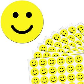 1800 Pack, 1" Smiling Happy Smile Face Stickers, Yellow