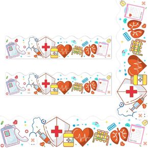 65Feet Healthcare Workers Nurse Bulletin Board Borders Roll for Doctor Appreciation Week Nurse Day Party Decoration Medical Nursing Nurse Graduation School Classroom Hospital Bulletin Board Décor