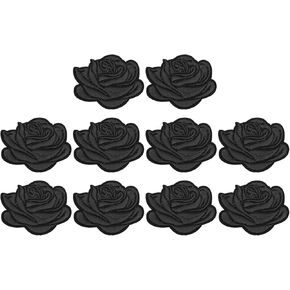 PATIKIL Brown Rose Embroidered Patch Applique, 10 Pcs Rose Sew on Iron on Decorative Patches for Repair Decoration Clothing Hats Jackets Backpack, 2.6"Lx2.2"W