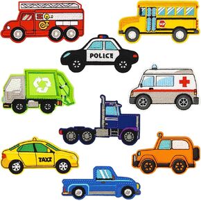 9PCS Kids Iron on Patches, Cute Patches for Clothes, Truck Patch Car Appliques DIY Sew on Patch for Hats Jackets Bags Jeans (Car002)