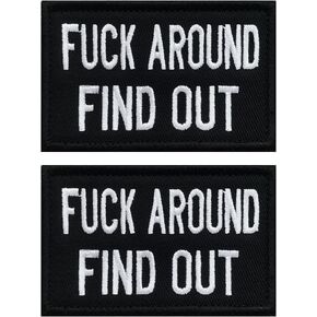 Antrix 2 Pieces F&k Around and Find Out Tactical Funny Biker Patch, Full Embroidered Hook and Loop Applique Emblem Used for Caps,Jacket,Backpacks,Vest,Coat,Work Uniform,Harness,Team Clothing