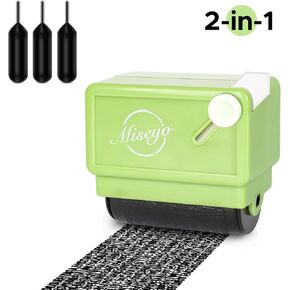 Miseyo Identity Theft Protection Roller Stamp Guard Your ID - Green(3 Refill Ink Included)