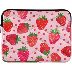 Cute Pink Strawberry Laptop Sleeve 15.6 inch, Protective Laptop Case Briefcase Notebook Cover Carrying Computer Bag for Travel Work