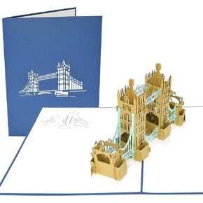 PopLife® London Tower Bridge 3D Pop Up Greeting Card for All Occasions - UK Travellers, Architecture and History Lovers - Folds Flat - Birthday, Mother’s Day, Graduation, Retirement, Anniversary