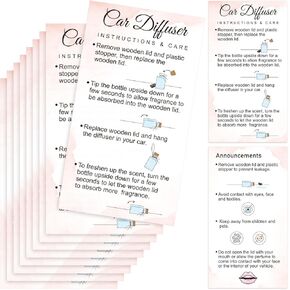 200 Pcs Hanging Car Diffuser Instruction Cards for Car Oil Diffuser Bottles, 2 x 3.54 Inch(Black)