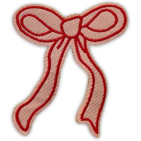 Coquette Pink Bow Patch 3 Inches Cute Bow Gifts for Girl Coquette Girly Iron On/Sew On Embroidery Fabric Applique Patches for Trucker Hats Clothes Backpack DIY Accessories Friends Mom Gifts
