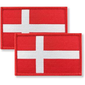 Overdecor Denmark Danish Flag Patch Tactical Military Patches - Hook and Loop Fastener, 2 Pack