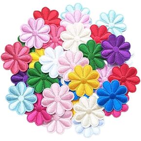 108pcs Flower Random Embroidered Patch Sew On/Iron On Patch Applique Clothes Dress Plant Hat Jeans Sewing Flowers Applique DIY Accessory（BL-78） (108)