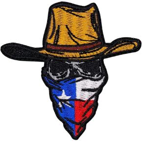 The Texas Bandit Patch – 3 inches, Cool Colorful Outlaw Texas Patch – Embroidered Cowboy Patches for Hat