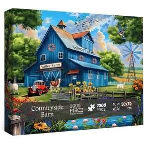 Farm Puzzles for Adults 1000 Pieces, Country Life Nature Landscape Puzzle Features Flower Bird Cow, Barn Puzzles Scenic, Challenging Jigsaw Puzzles
