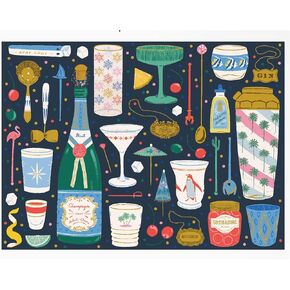 Galison Merry Mixer – 1000 Piece Foil Jigsaw Puzzle Featuring Merry and Festive Barware Artwork for The Holidays with Gold Foil Accents