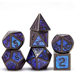 DND Metal Dice Set دور لعب 7pcs الأبراج المحصنة و Dragons Dice Pathfinder RPG Games DND DND ، Metal Dice Set D&D （Blue）
