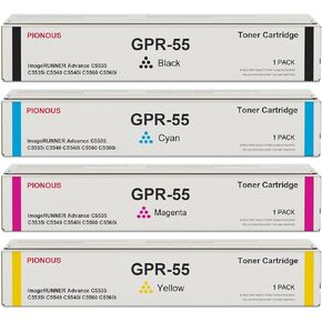 GPR55 GPR-55 Toner Cartridge Set (4-Pack, 1BK+1C+1M+1Y) Compatible GPR 55 Toner Replacement for Canon GPR-55 Toner Cartridge imageRUNNER Advance C5535 C5535i C5540 C5540i C5560 C5560i C5550i Printer