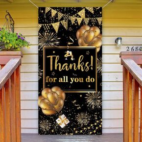 Thanks for All You Do Door Cover with 70.8"X35.4", Thank You Banner Background Sign for Staff Teachers Professors Doctors Photo National Nurse's Day Party Decorations