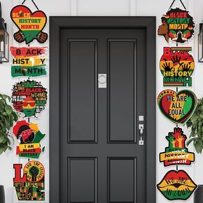 2 Sets Black History Month Banner Black History Month Decorations Porch Banner Welcome Door African American Month Sign Holiday Front Door Sign for Indoor Outdoor Decor