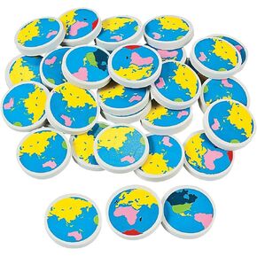 Earth World Globe Erasers | 48 Pc | Party Favors Stationary | 1.25 Inch