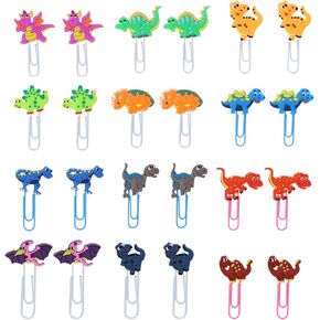 yueton 24PCS Dinosaur Shaped Paper Clips Cute Animal Small Paperclips Metal Bookmark Clips File Note Clips Book Markers for Office, School, Home and Wedding Party Use