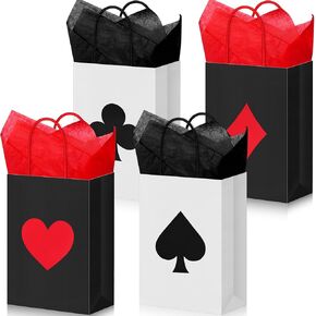 Outus 36 Pcs Casino Party Favor Gift Bags Casino Theme Party Supplies Las Vegas Poker Goody Treat Paper Bags for Birthday Party Decor, 8.3 x 6 x 3 inches